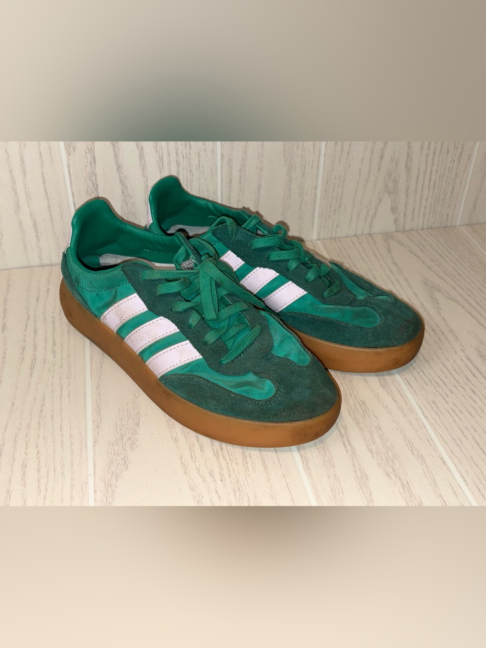 Adidas Samba Green Suede Sneakers with Stripes 8